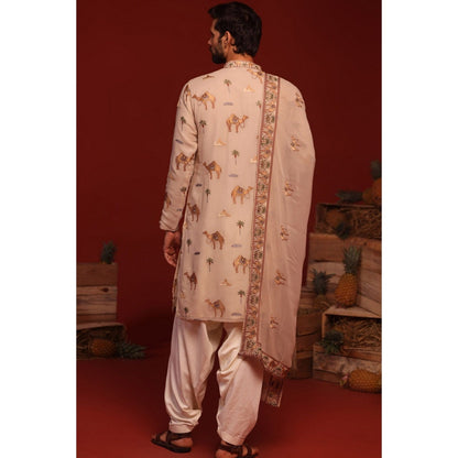 KALPRAAG Brija Beige Kurta with Patiala Pant and Dupatta