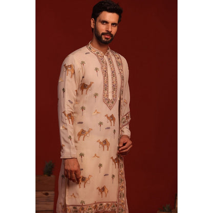 KALPRAAG Brija Beige Kurta with Patiala Pant and Dupatta