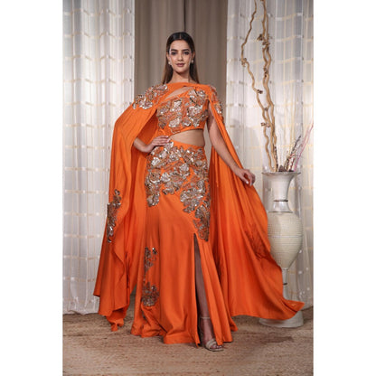 Kanika Verma Marina Drape Dress with Cape (Set of 2)