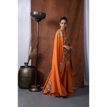 Kanika Verma Marina Drape Dress with Cape (Set of 2)