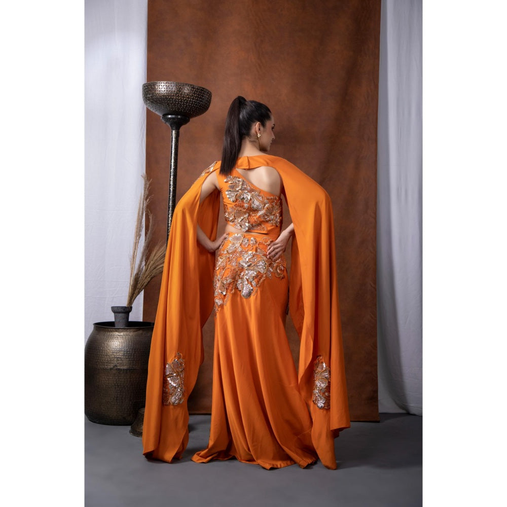 Kanika Verma Marina Drape Dress with Cape (Set of 2)