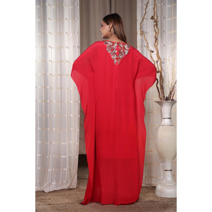 Kanika Verma Red Flowy Kaftan Dress