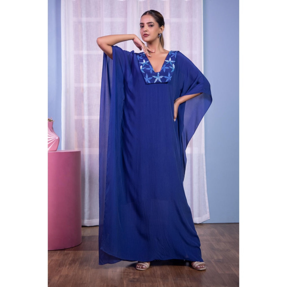 Kanika Verma Blue Flowy Starfish Kaftan Dress