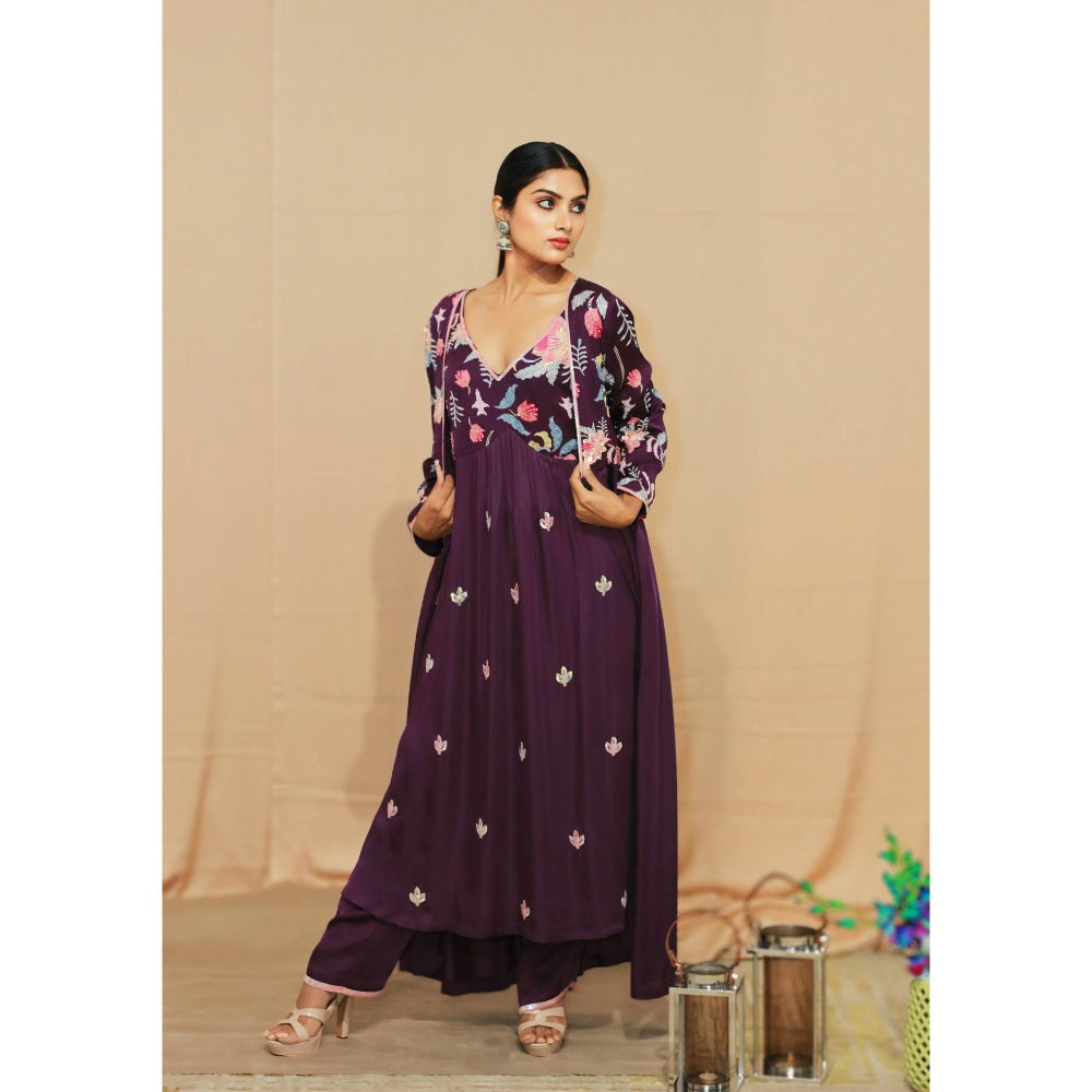 Kanika Verma Vasant Embroidered Kurta with Pant and Jacket (Set of 3)