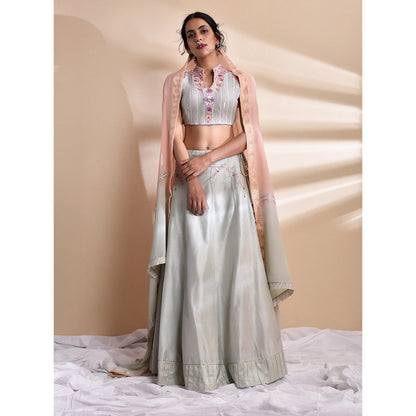 Kanika Sharma Aasmani Bageecha Lehenga with Blouse & Dupatta (Set of 3)