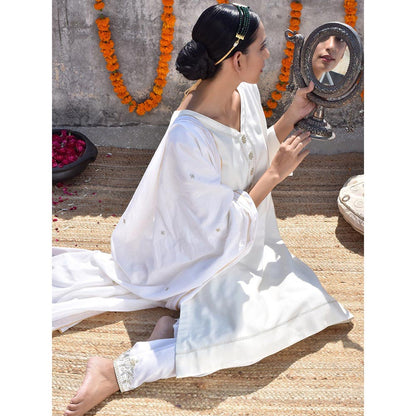 Kanika Sharma Chandni Lahoriya Kurta with Peshwa Salwar & Dupatta (Set of 3)