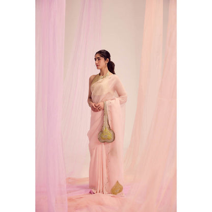 KAPARDARA Pink Saree without Blouse