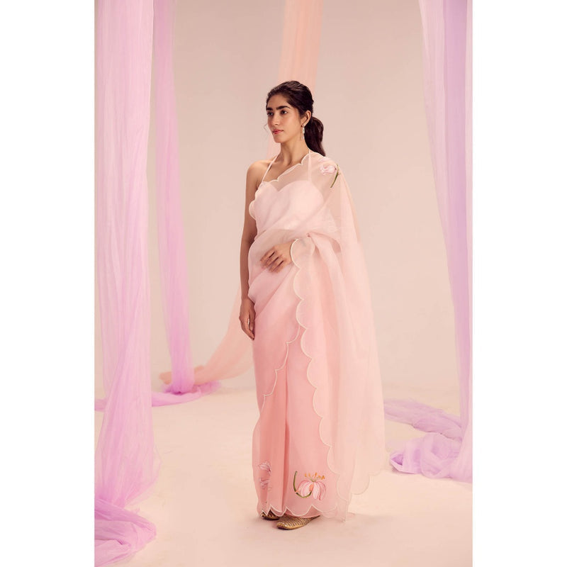 KAPARDARA Pink Saree without Blouse
