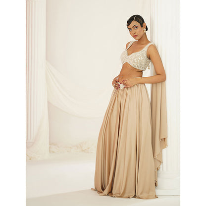 Kapda Dori Nude Embellished Lehenga with Blouse (Set of 2)