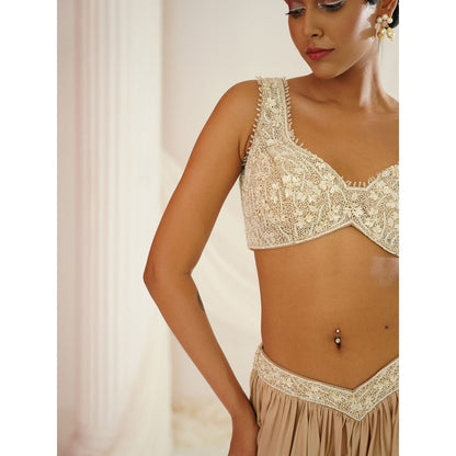 Kapda Dori Nude Embellished Lehenga with Blouse (Set of 2)