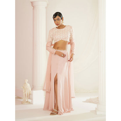 Kapda Dori Blush Pink Embellished Skirt with Blouse and Dupatta (Set of 3)