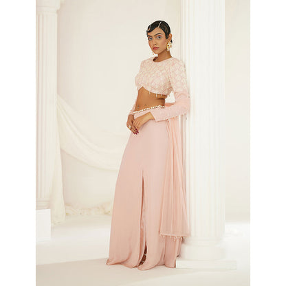 Kapda Dori Blush Pink Embellished Skirt with Blouse and Dupatta (Set of 3)