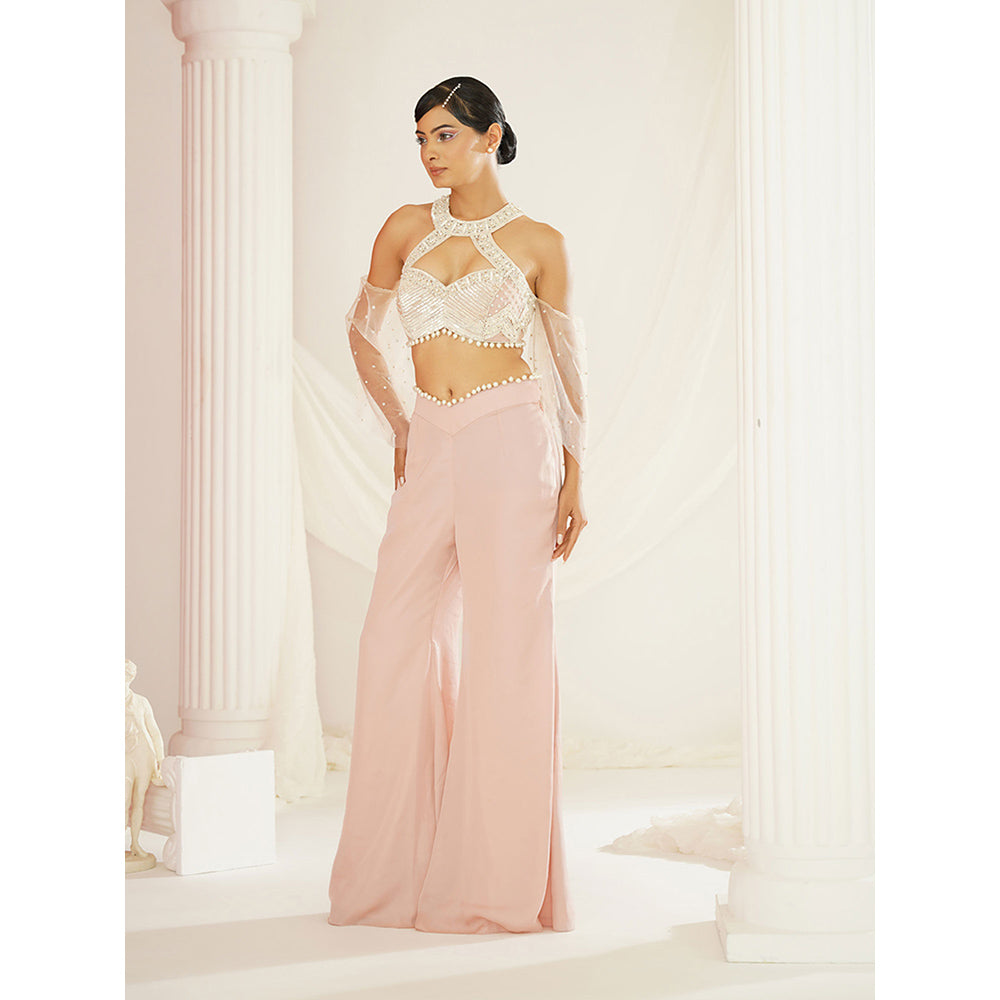 Kapda Dori Blush Pink Embellished Blouse and Palazzo (Set of 2)