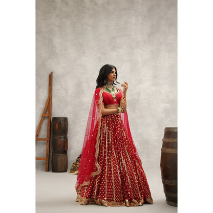 Kapda Dori Maroon Sequins Embroidered Lehenga with Blouse and Dupatta (Set of 3)