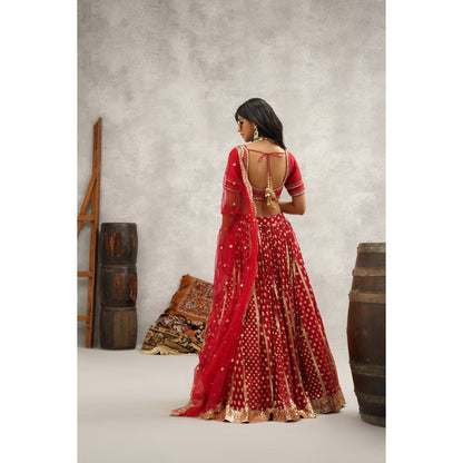 Kapda Dori Maroon Sequins Embroidered Lehenga with Blouse and Dupatta (Set of 3)