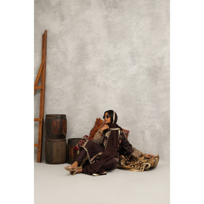 Kapda Dori Brown Embroidered Kurta with Churidar and Dupatta (Set of 3)