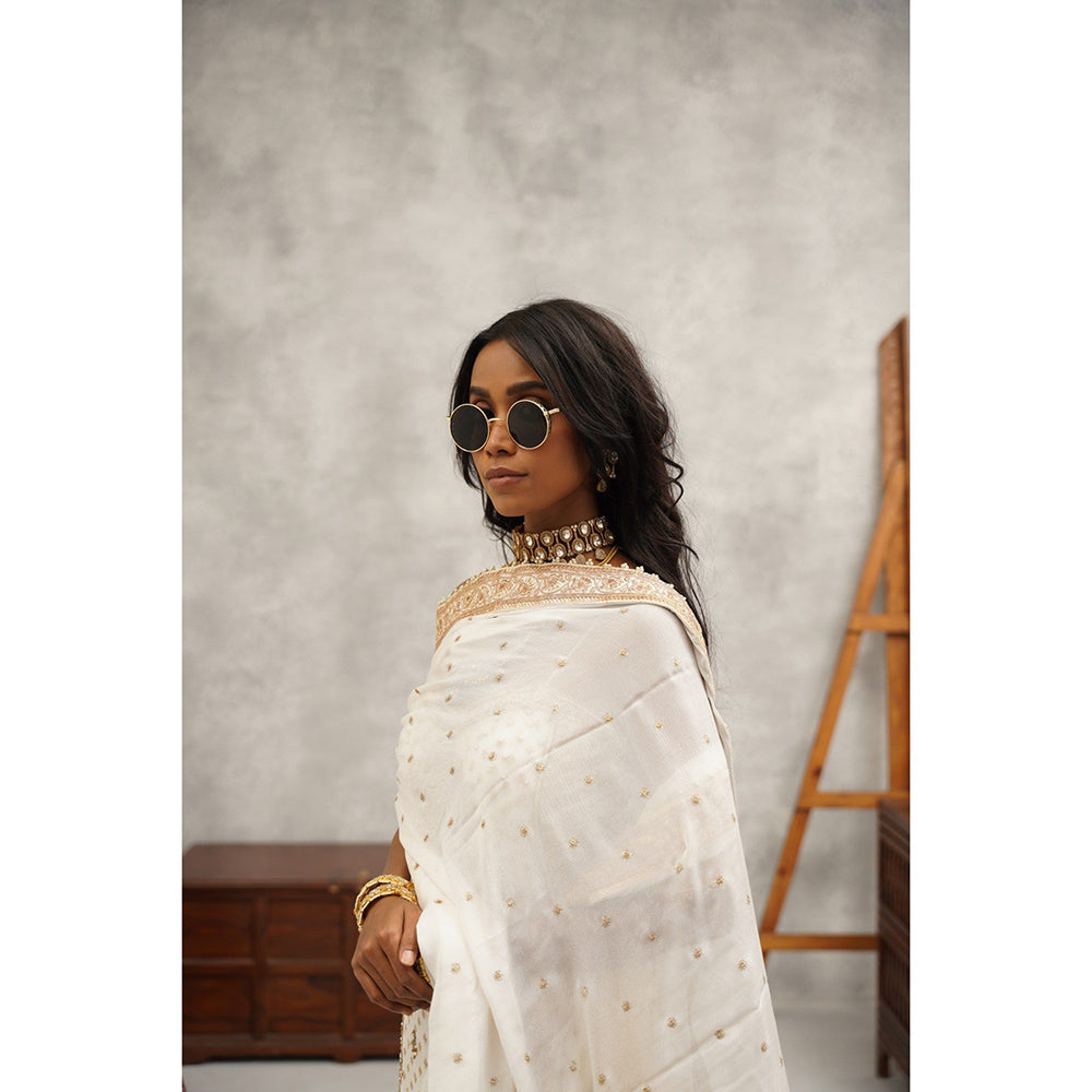 Kapda Dori Ivory Embroidered Kurta with Churidar and Dupatta (Set of 3)
