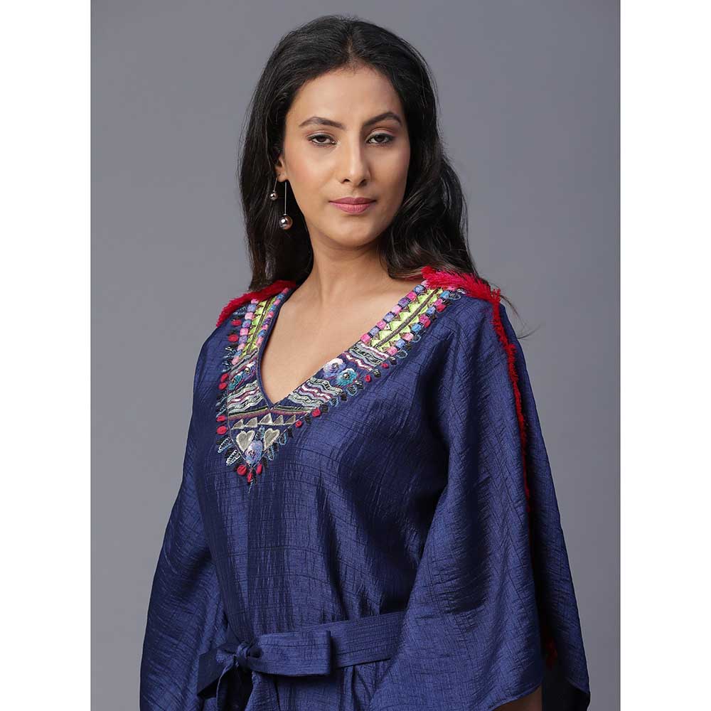 Arpita Sulakshana Navy Blue Goggle Hand painted Blue Kaftan