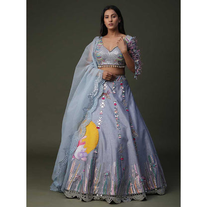Arpita Sulakshana Sun Flower Hand painted Lehenga (Set of 3)