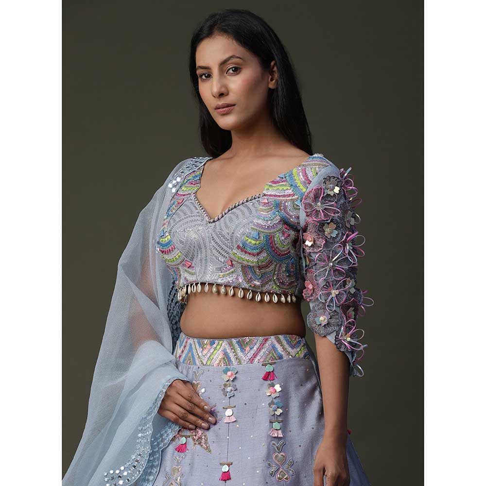 Arpita Sulakshana Sun Flower Hand painted Lehenga (Set of 3)