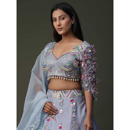 Arpita Sulakshana Sun Flower Hand painted Lehenga (Set of 3)