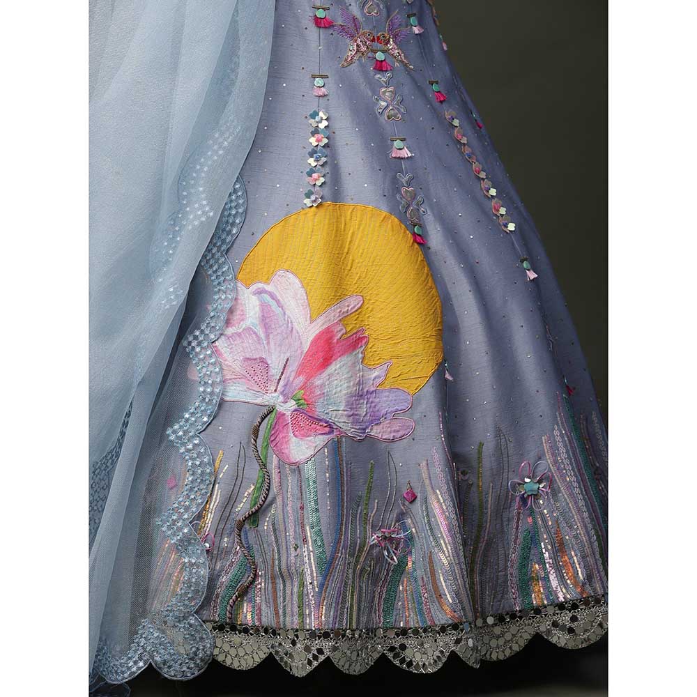 Arpita Sulakshana Sun Flower Hand painted Lehenga (Set of 3)
