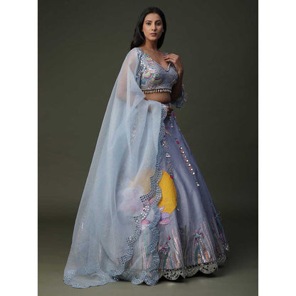 Arpita Sulakshana Sun Flower Hand painted Lehenga (Set of 3)