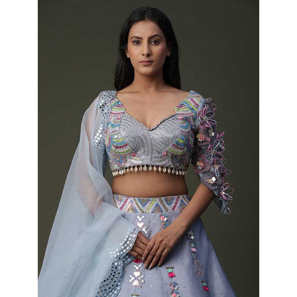Arpita Sulakshana Sun Flower Hand painted Lehenga (Set of 3)