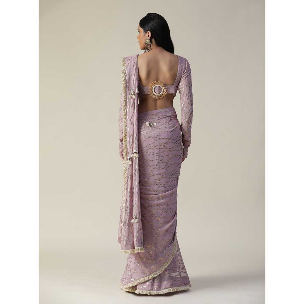 Arpita Sulakshana Lavender Pre-Draped Georgette Saree with Stitched Blouse