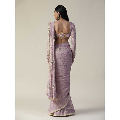 Arpita Sulakshana Lavender Pre-Draped Georgette Saree with Stitched Blouse