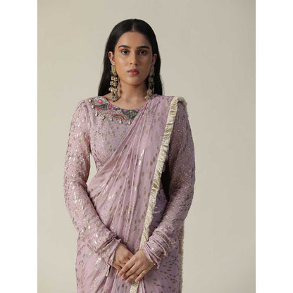 Arpita Sulakshana Lavender Pre-Draped Georgette Saree with Stitched Blouse