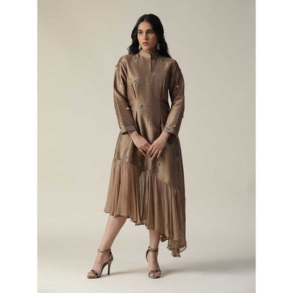 Arpita Sulakshana Cocoa Brown Raw Silk Maxi Dress