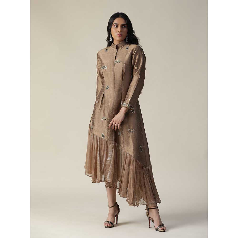 Arpita Sulakshana Cocoa Brown Raw Silk Maxi Dress