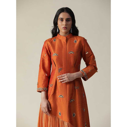 Arpita Sulakshana Burnt Orange Raw Silk Maxi Dress