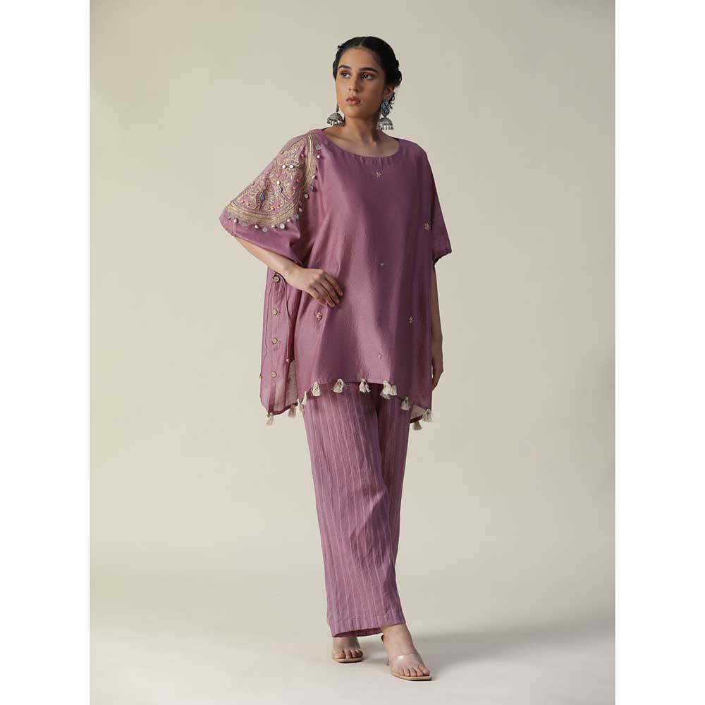 Arpita Sulakshana Rosy Mauve Embroidered Short Kaftan (Set of 2)