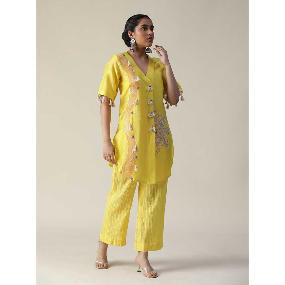 Arpita Sulakshana Jaune Mimosa Yellow Hand Painted Embroidered Co-Ord (Set of 2)