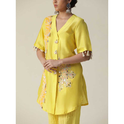Arpita Sulakshana Jaune Mimosa Yellow Hand Painted Embroidered Co-Ord (Set of 2)