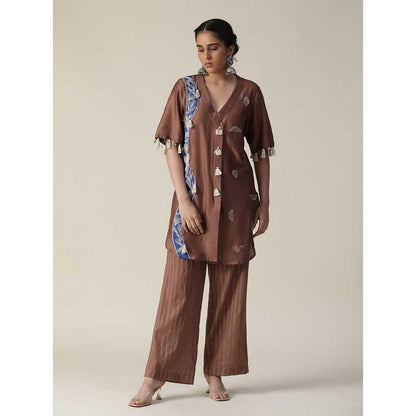 Arpita Sulakshana Van Dyke Brown Hand Painted Embroidered Co-Ord (Set of 2)