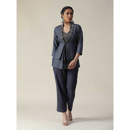Arpita Sulakshana Blue Denim Embellished Co-Ord (Set of 3)