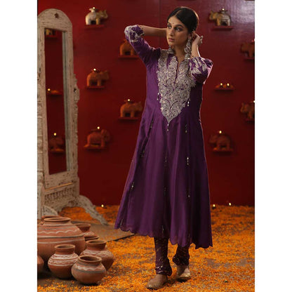 Arpita Sulakshana Purple Krishna Shringaar Kurta with Churidar and Dupatta (Set of 3)