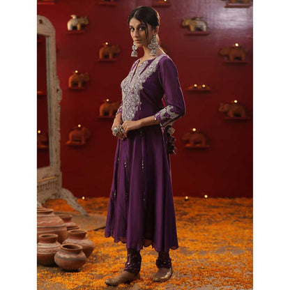 Arpita Sulakshana Purple Krishna Shringaar Kurta with Churidar and Dupatta (Set of 3)