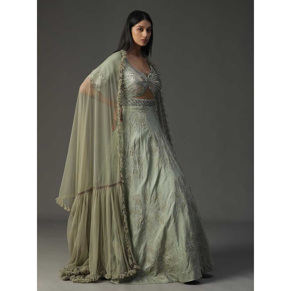 Arpita Sulakshana Sea Green Embroidered Anarkali with Dupatta (Set of 2)