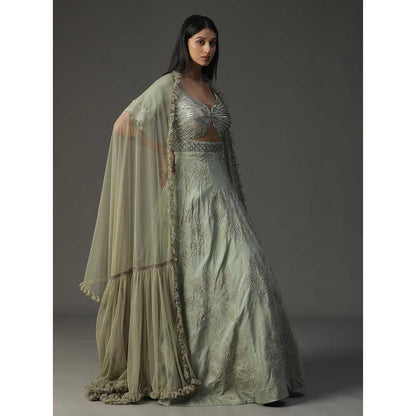 Arpita Sulakshana Sea Green Embroidered Anarkali with Dupatta (Set of 2)