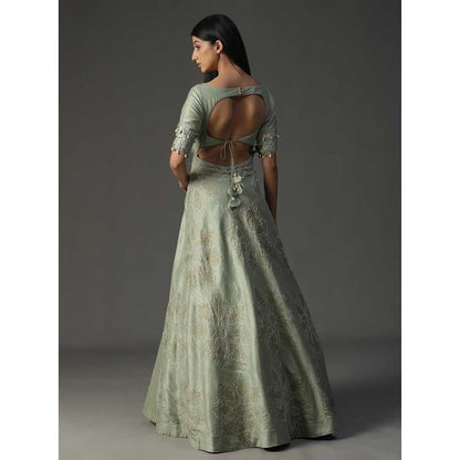 Arpita Sulakshana Sea Green Embroidered Anarkali with Dupatta (Set of 2)