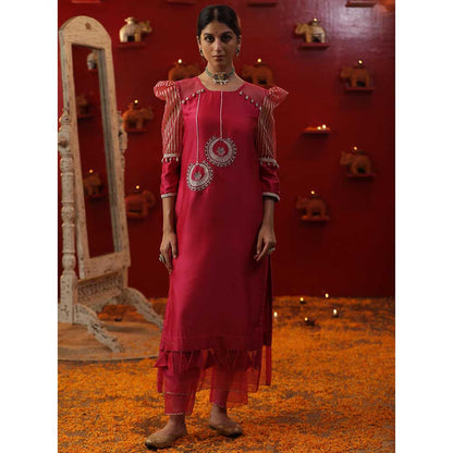 Arpita Sulakshana Pink Bali Signature Kurta with Pant and Dupatta (Set of 3)