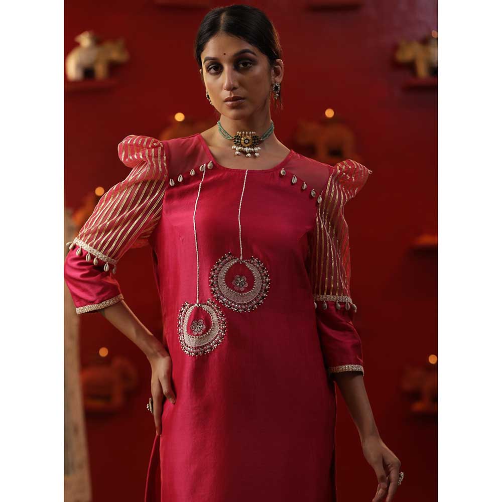 Arpita Sulakshana Pink Bali Signature Kurta with Pant and Dupatta (Set of 3)