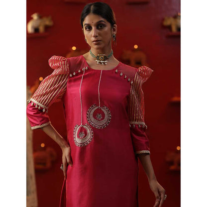 Arpita Sulakshana Pink Bali Signature Kurta with Pant and Dupatta (Set of 3)