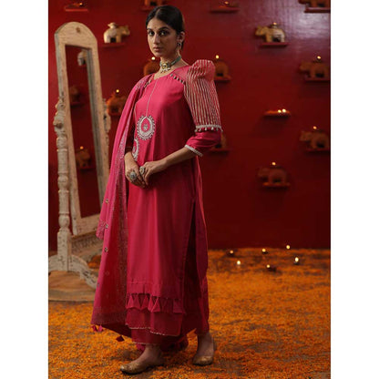 Arpita Sulakshana Pink Bali Signature Kurta with Pant and Dupatta (Set of 3)
