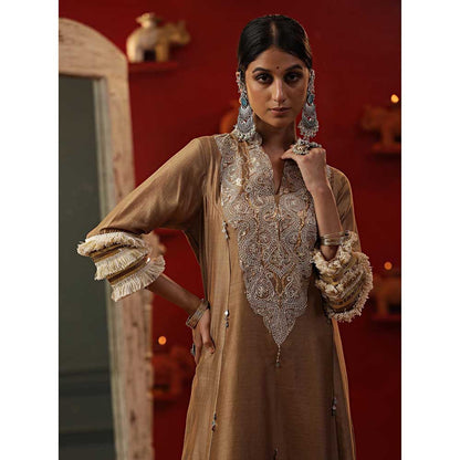 Arpita Sulakshana Gold Shringaar A-Line Kurta with Churidar and Dupatta (Set of 3)