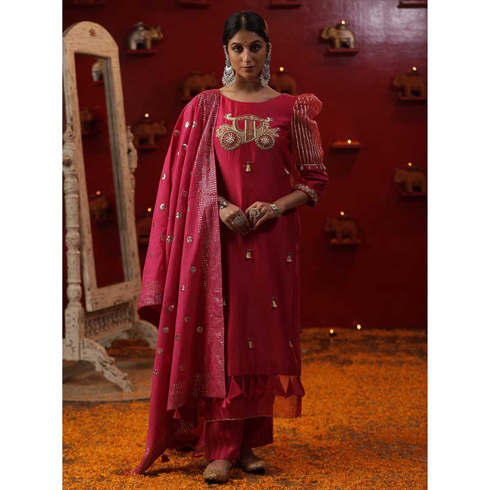 Arpita Sulakshana Pink Baghi Signature Kurta with Pant and Dupatta (Set of 3)